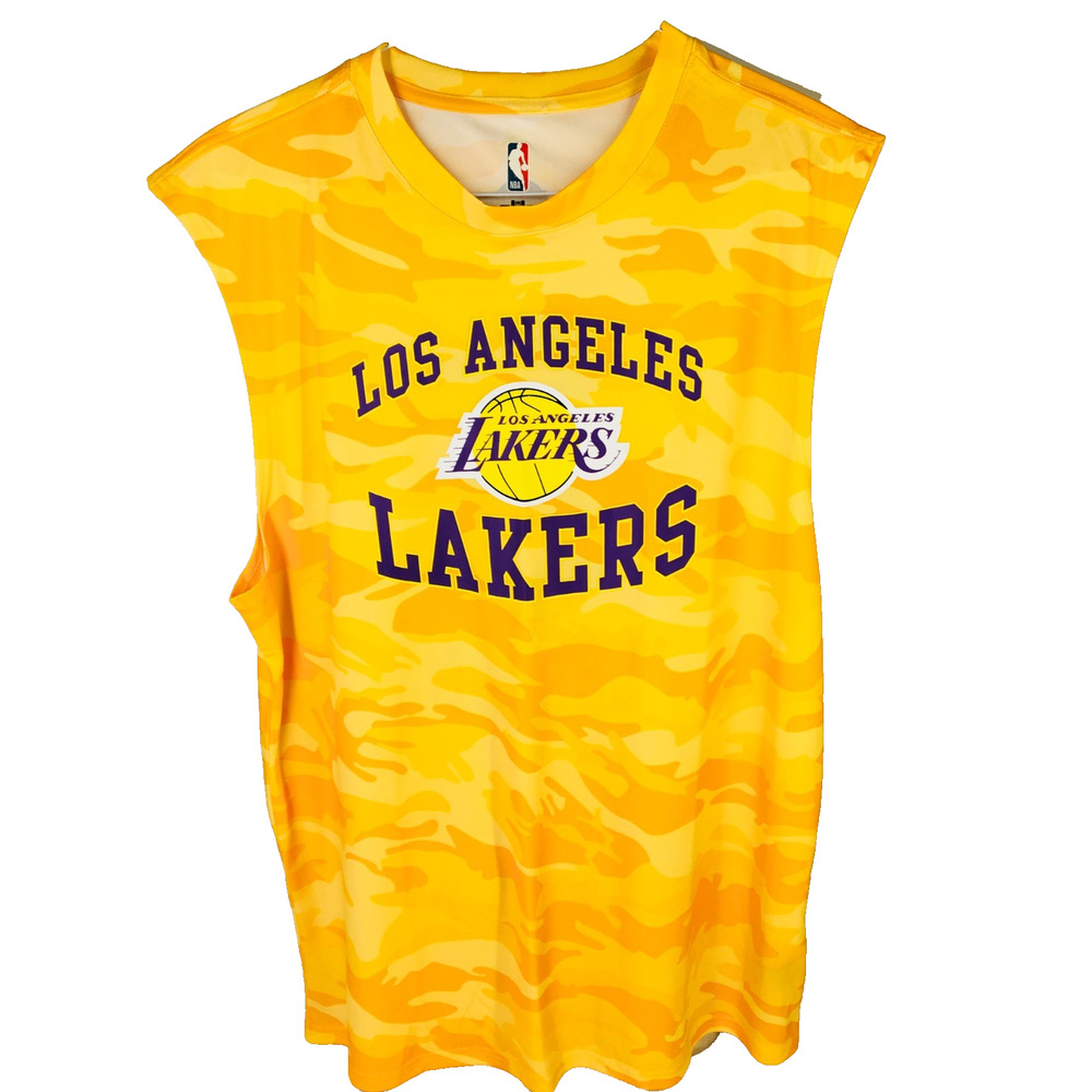 NWOT NBA Los Angeles Lakers LeBron James #6 NBA Basketball Jersey Yellow Camo XL